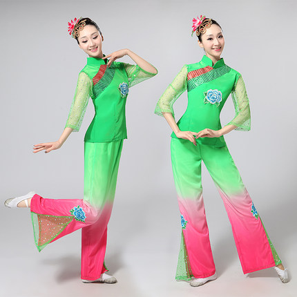 高档2025新款秧歌服装舞蹈伞舞中老年演出服古典民族扇子舞服装春