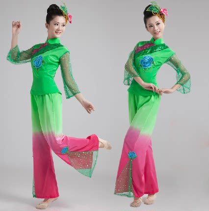 高档新款2023秋冬广场秧歌服装民族现代舞蹈演出服女装扇子舞表演