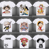 衫 夏装 路飞罗乔巴卡通印花男女衣服情侣装 半袖 海贼王动漫短袖 t恤