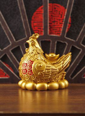 金鸡聚财摆件合金金属下蛋鸡工艺品家居办公室生肖鸡发财鸡装饰品