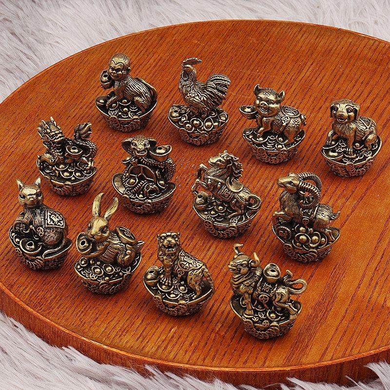 纯黄铜十二生肖摆件办公室家居桌面装饰品铜钱元宝动物金属工艺品,特色手工艺,其他特色工艺品,淘宝优惠券,粉丝福利购,淘宝优惠卷