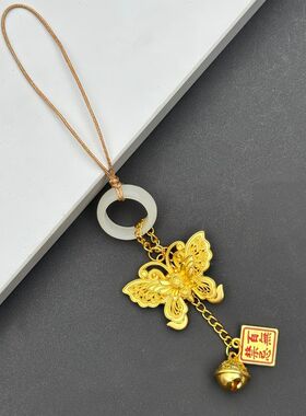 金属百无禁忌手机链挂件金色蝴蝶铃铛指环扣钥匙扣吊坠款包包挂饰