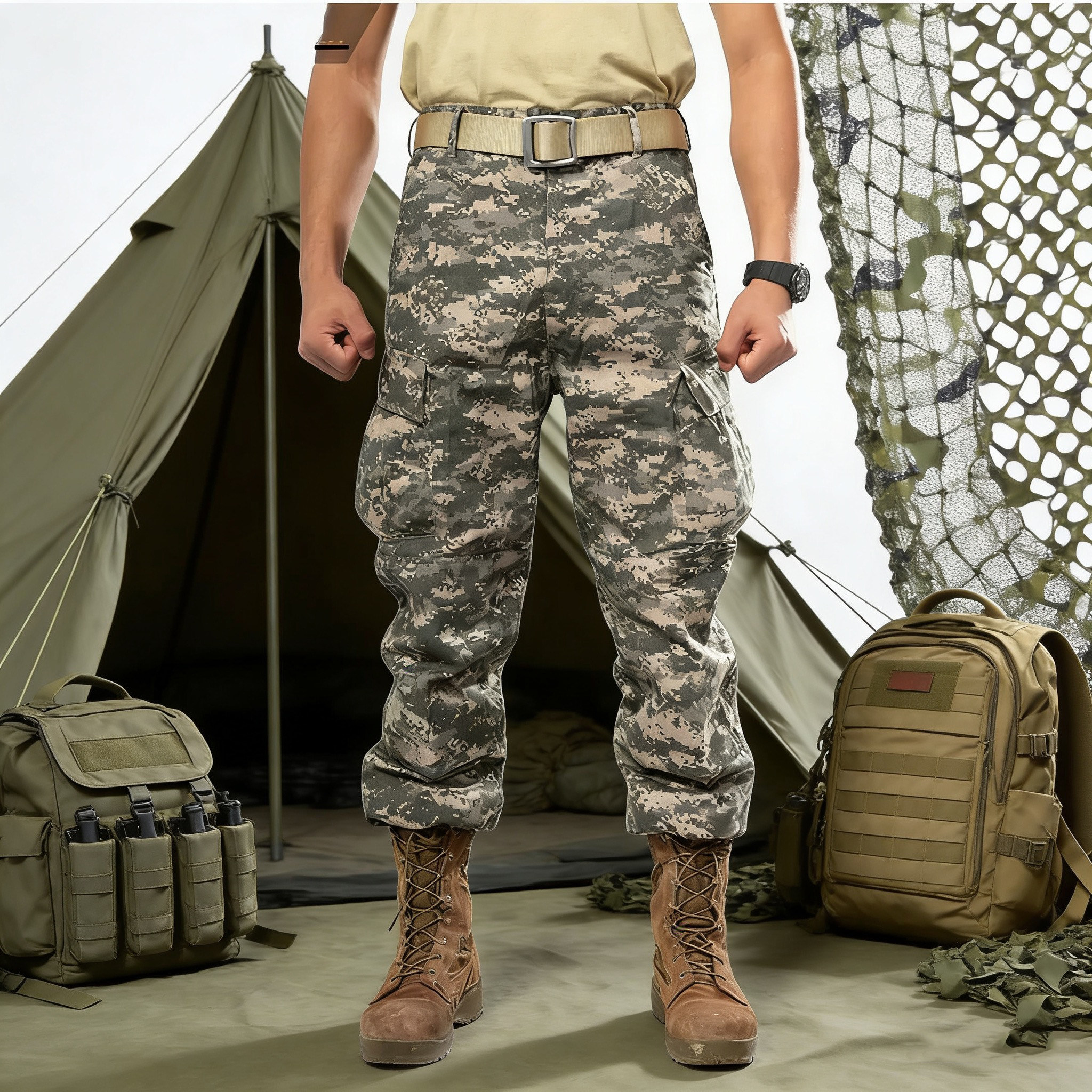 天行者军迷彩裤子ACU户外CP工装裤登山裤耐磨战术裤长裤束脚多袋