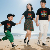 爸爸妈妈儿童婴儿爬服2025度假vacation休闲圆领短袖 夏季 亲子装