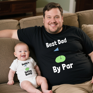 夏季亲子装Dad Baby Matching Golf休闲圆领短袖t恤父子装高端T恤