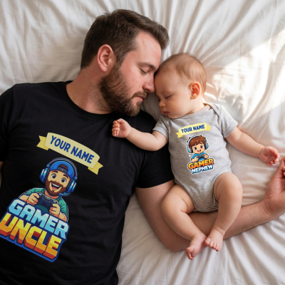 夏季亲子装叔叔儿童圆领短t恤Personalised Gamer Uncle T-Shirt