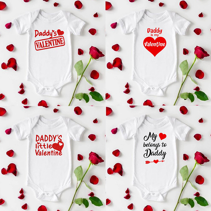婴儿连体衣夏季欧美风新生儿情人节爸爸宝宝初生纯棉春秋夏装印花