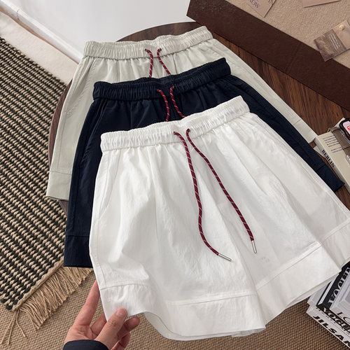 轻感~山系休闲运动短裤女！夏季轻薄抽绳高腰显瘦a字阔腿热裤中裤