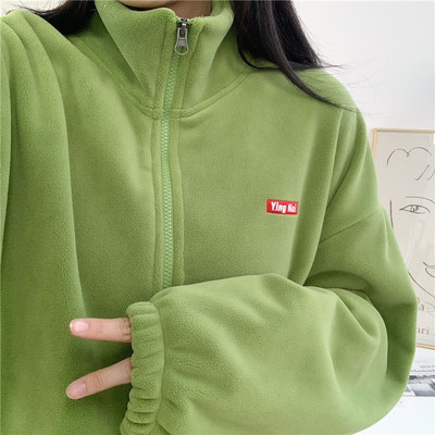 包邮男友风显白牛油果拉链加厚