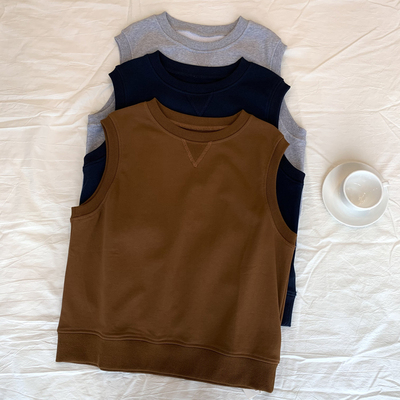 叠穿好手复古洋气纯色棉毛圈马夹