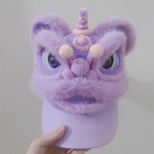 紫色醒狮帽子佛山非遗龙狮文化