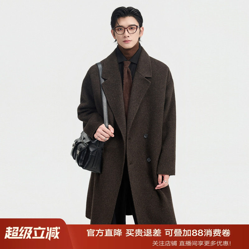 伯爵卓尔25冬季高级感韩版宽松牦牛绒羊毛大衣男士中长款呢子外套