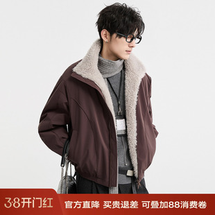 {美式复古风}伯爵卓尔25冬季座山雕毛绒领羽绒服短款男士保暖外套