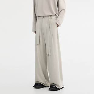 [带腰带设计感]伯爵卓尔男装25春秋季新款宽松阔腿休闲裤韩版裤子