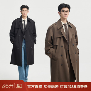 伯爵卓尔长款抗皱战壕风衣男士2026春秋季宽松休闲英伦风通勤外套