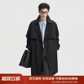 翻领通勤时尚 中长款 上衣 高级感双排扣风衣外套男士 伯爵卓尔26春季