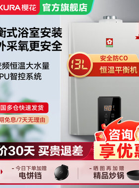 樱花燃气热水器家用平衡式天然气浴室13P501商场同款官方旗舰店