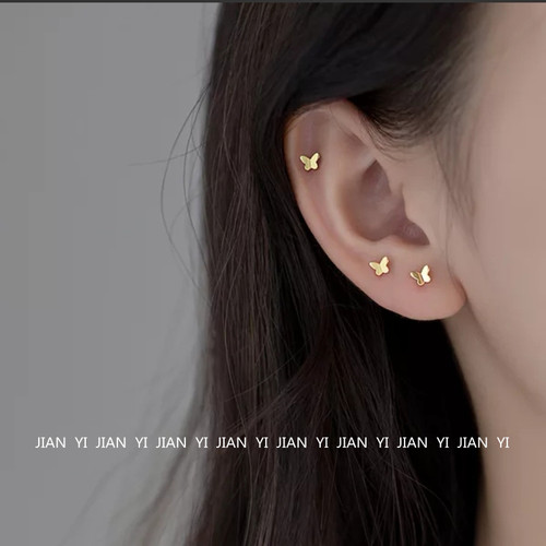 s925纯银简约女小巧蝴蝶耳钉