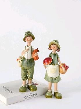 可爱田园风卡通小孩工艺品摆件创意家居树脂摆件客厅玄关装饰品