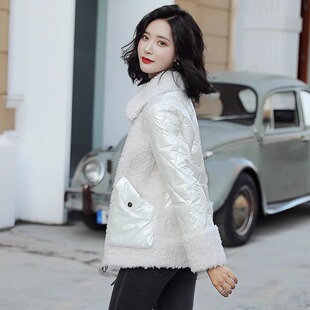 薄款棉衣2026新款显瘦百搭女款秋冬短款时尚白色棉服毛毛拼接棉袄
