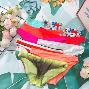 新品 少女美臀短裤 杂款 泳裤 杂色花色纯色性感三角女生泳衣裤 X340