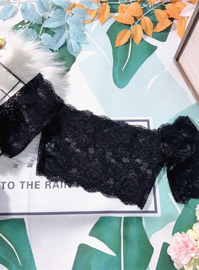 Y205 蕾丝黑色单层薄款一字肩内搭春秋女生上衣背心百搭透性感