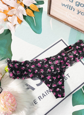 X274 印花蕾丝女生性感丁字裤美臀中低腰T-Back短款内裤情调少女