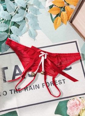 X264 新品网纱半透细带美臀丁字裤无内档开叉心机女生T-Back内裤