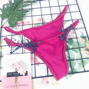 绑带时尚 女细带纯色丝滑涤纶泳布丁字裤 底裤 P793 Back内裤 新品