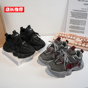 保暖女童跑步鞋 儿童加绒运动鞋 宝宝二棉鞋 秋冬款 子 男童皮面老爹鞋