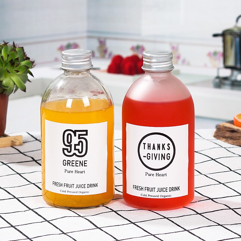 ins饮料瓶果酒瓶磨砂透明果汁咖啡奶茶冰酒分装瓶批发冷泡玻璃瓶