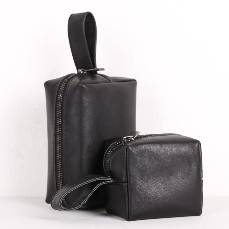 深山九处头层牛皮手工迷你旅行真皮收纳包 数据线包 化妆品收纳包