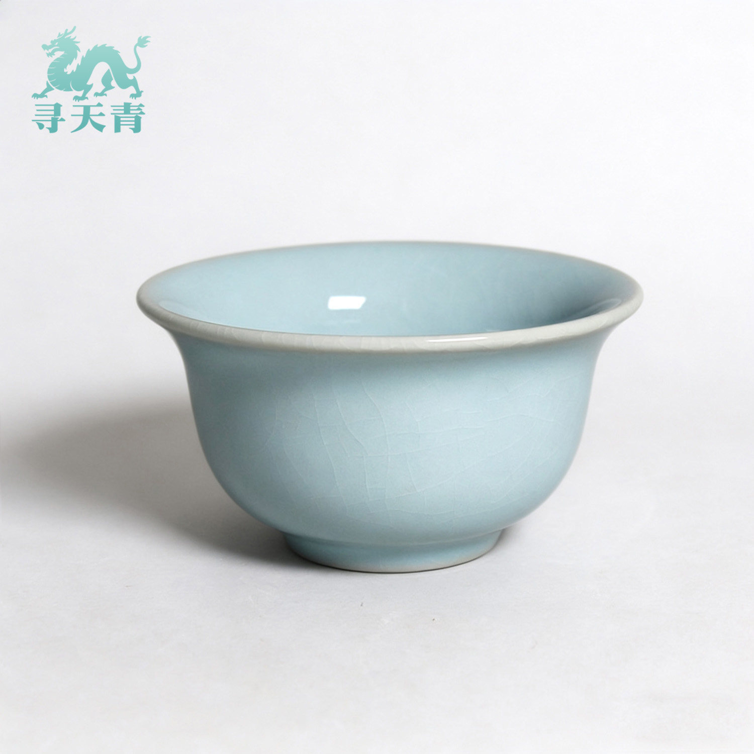 汝州寻天青汝窑永乐杯压手杯主人单杯原矿天青釉开片可养宋瓷典范