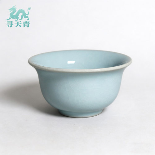 寻天青开片支钉满釉汝瓷永乐杯