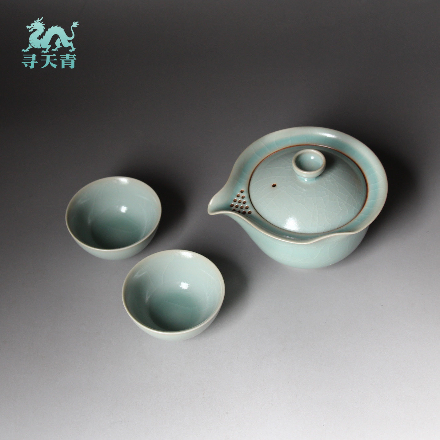 承北宋官汝窑开片可养天青壶一壶两杯旅行茶具套装手抓壶快客杯