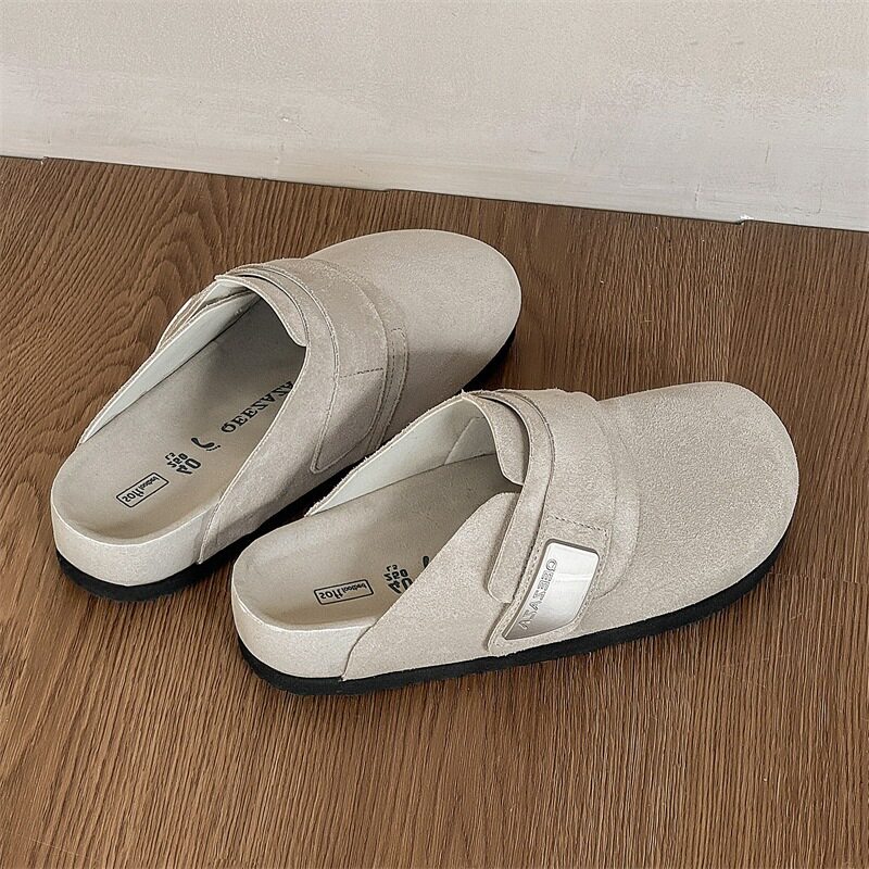 夏季新款外穿情侣勃肯鞋百搭一脚蹬软底防滑包头半拖鞋沙滩凉拖鞋