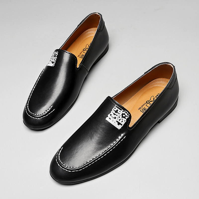 英伦风小皮鞋男2026新款春季软皮软底休闲豆豆鞋一脚蹬懒人乐福鞋