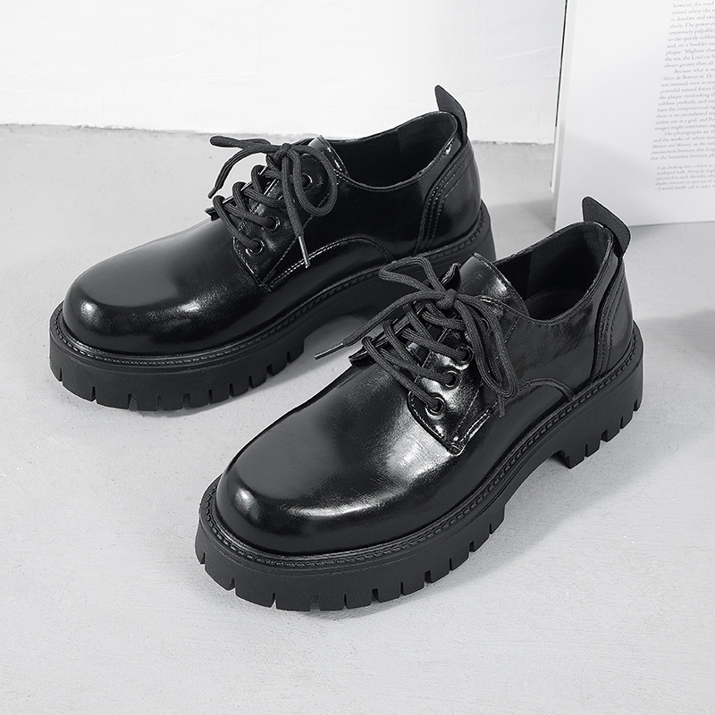 大头皮鞋男款高级感厚底增高英伦商务休闲通勤德比鞋男低帮马丁靴