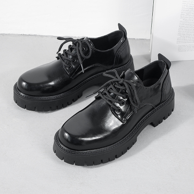 大头皮鞋男款高级感厚底增高英伦商务休闲通勤德比鞋男低帮马丁靴