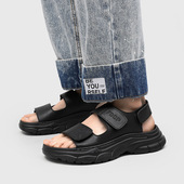 魔术贴户外露趾防水防滑休闲运动沙滩鞋 男士 厚底凉鞋 小众潮流夏季