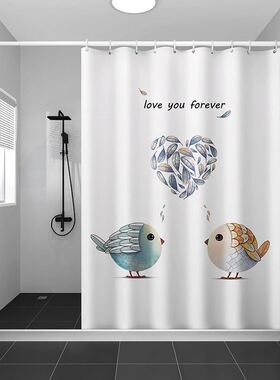 磁性浴帘杆套装免打孔防水布卫生间高档隔断帘浴室干湿分离挡水条