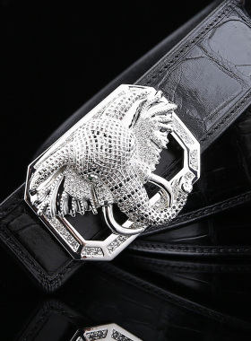 S925纯银扣鳄鱼皮皮带
