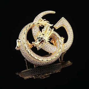 龙头皮带头男款扣头内穿式扣头不锈钢镶钻皮带扣头男配件皮带扣子