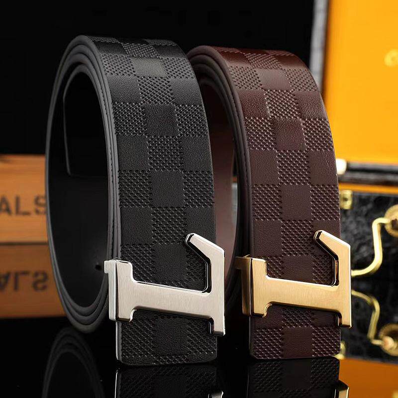 L字母扣腰带内穿式扣头真皮男士皮带单层头层牛皮裤腰带 新款裤带
