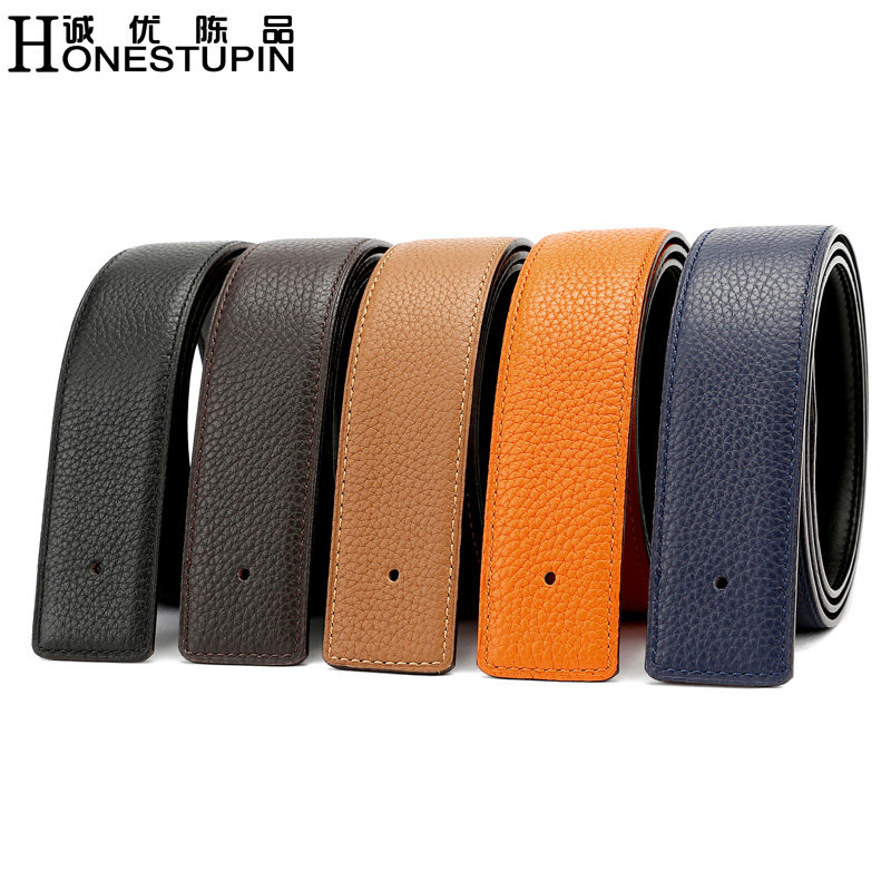 工字扣皮带男真皮不带头头层牛皮3.2/3.8纯带身无头腰带条不带扣