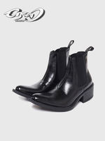 CREW KNOW Martin Boots for men, 10CM invisible height-increasing male model, pointed Wizard boots, Chelsea ankle boots, Derby shoes thumbnail 4