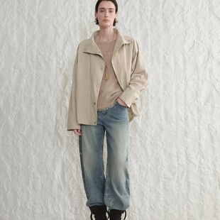 white 立领蝙蝠袖 concise A字极简卡其外套女 简白 夹克风衣