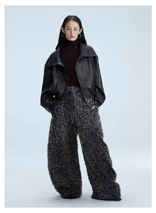 CLASS设计师品牌 复古水洗做旧宽松机车外套SIP 深咖皮夹克 美式