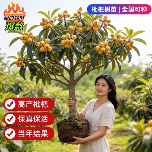 枇杷果苗无核砂糖枇杷苗无核枇杷树苗嫁接盆栽特大庭种植当年结果