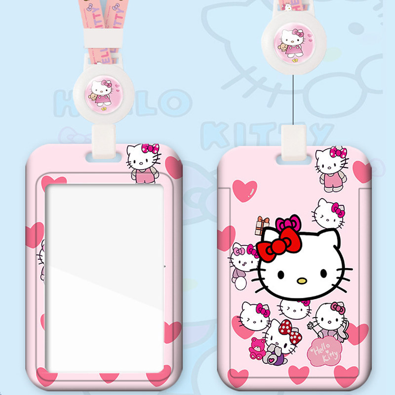 凯蒂猫硬壳卡套安全扣伸缩长挂绳